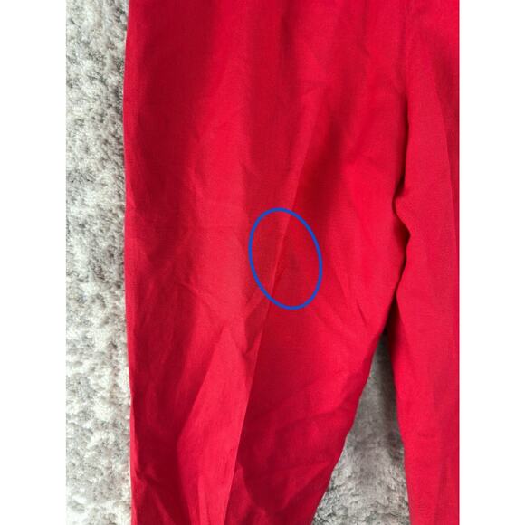 Larry Levine Sport Size 12 Cropped Linen Blend Flat Front Pants Red Zip - Picture 3 of 13